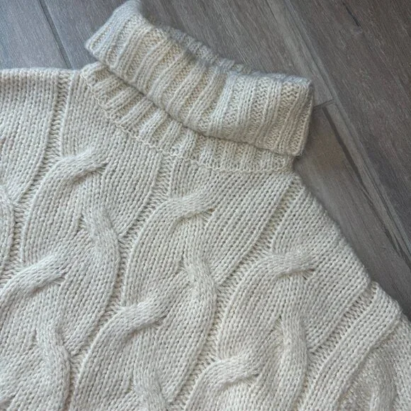 ZARA Kids Fancy Collection Kids Cable Knit Turtleneck Sweater Cream 9 Years Old - Picture 4 of 5